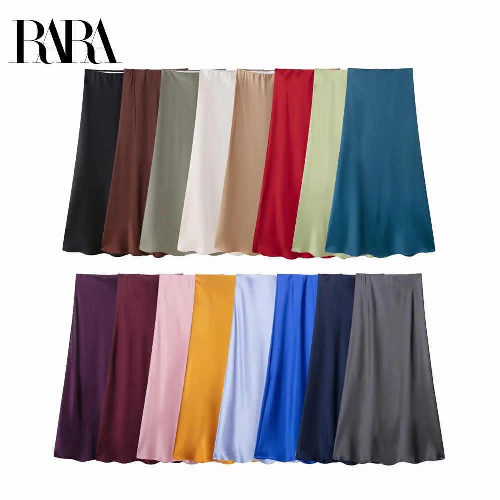 

RARA 2025 Women’s High Waist Flowing Midi Skirt with Chic Design Ideal for Casual and Daily Wear