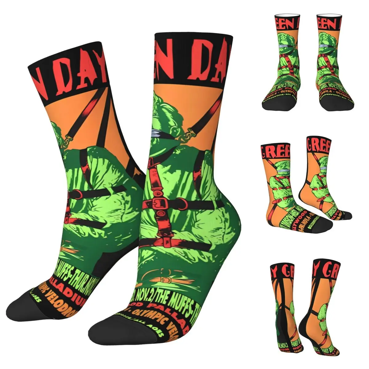 Green Day Rock Band cosy High elasticity polyester fiber Unisex Cycling Happy 3D printing Street Style Crazy Sock