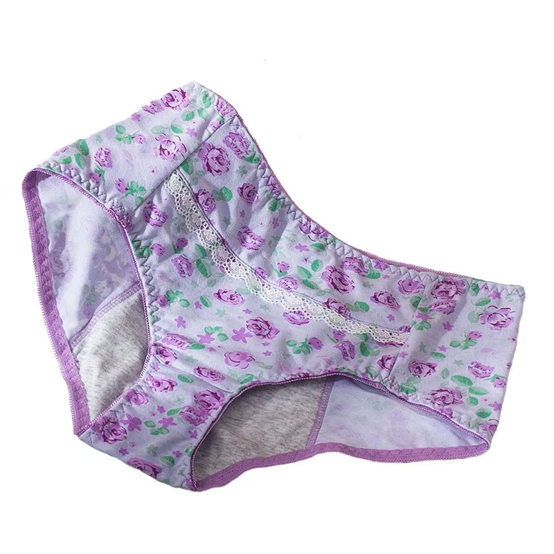 Printed Leak-proof Period Underwear Extended Front Leak-proof Comfortable Skin Breathable Mid-waist Menstrual Pants