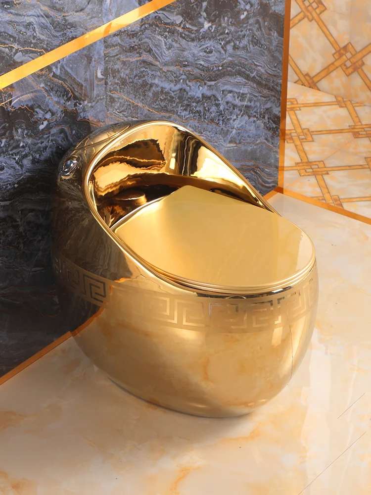 Gold toilet egg shaped electroplated gold color toilet artistic personality European ceramic new flush toilet