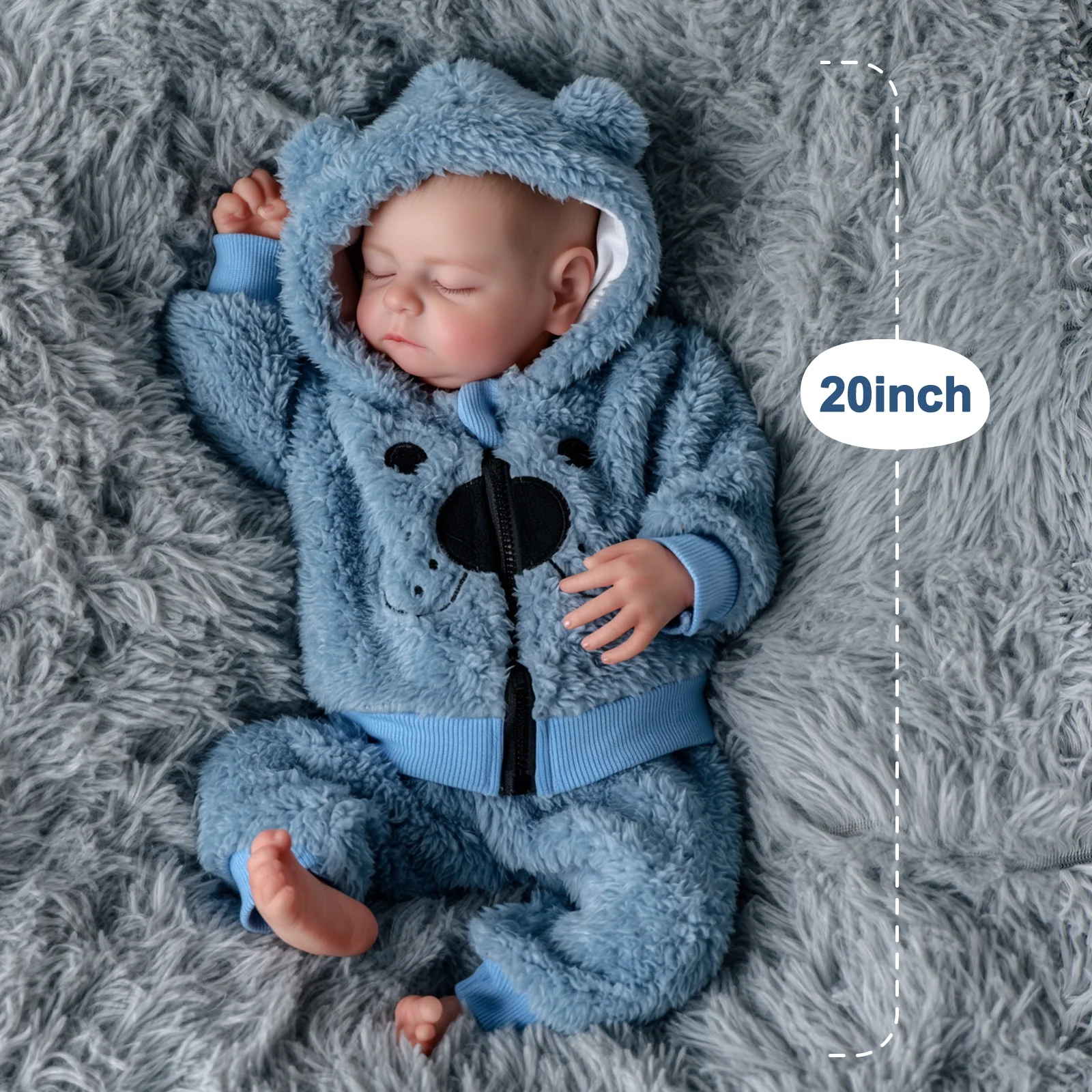 20-Inch Reborn Baby Doll, 3D Skin Texture, Premium Handcrafted Details, Realistic Baby Doll, Posable Figure, Soft Touch Vinyl Lifelike Baby Doll with Outfits And Gift Set, Ideal for Display Show, Art Collection, Role Play, And Holiday Gifts - view 4