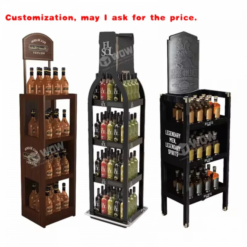 

custom.High Quality Customized Drink Beer Wine Bottle Display Rack Metal Display Stand Retail Floor Display Stand