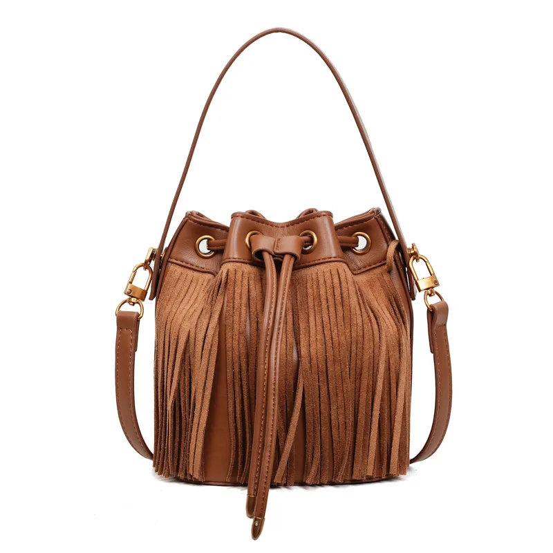 2025 Women's Drawstring Bucket Bag, Genuine Leather Multi-way Shoulder Crossbody Purse, Retro Quilted Large Capacity Handbag