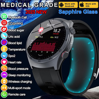 2025 New Air Pump Airbag Blood Sugar Lipids Uric Acid Smart Watch Men ECG Blood Pressure Health SmartWatches For Android Xiaomi