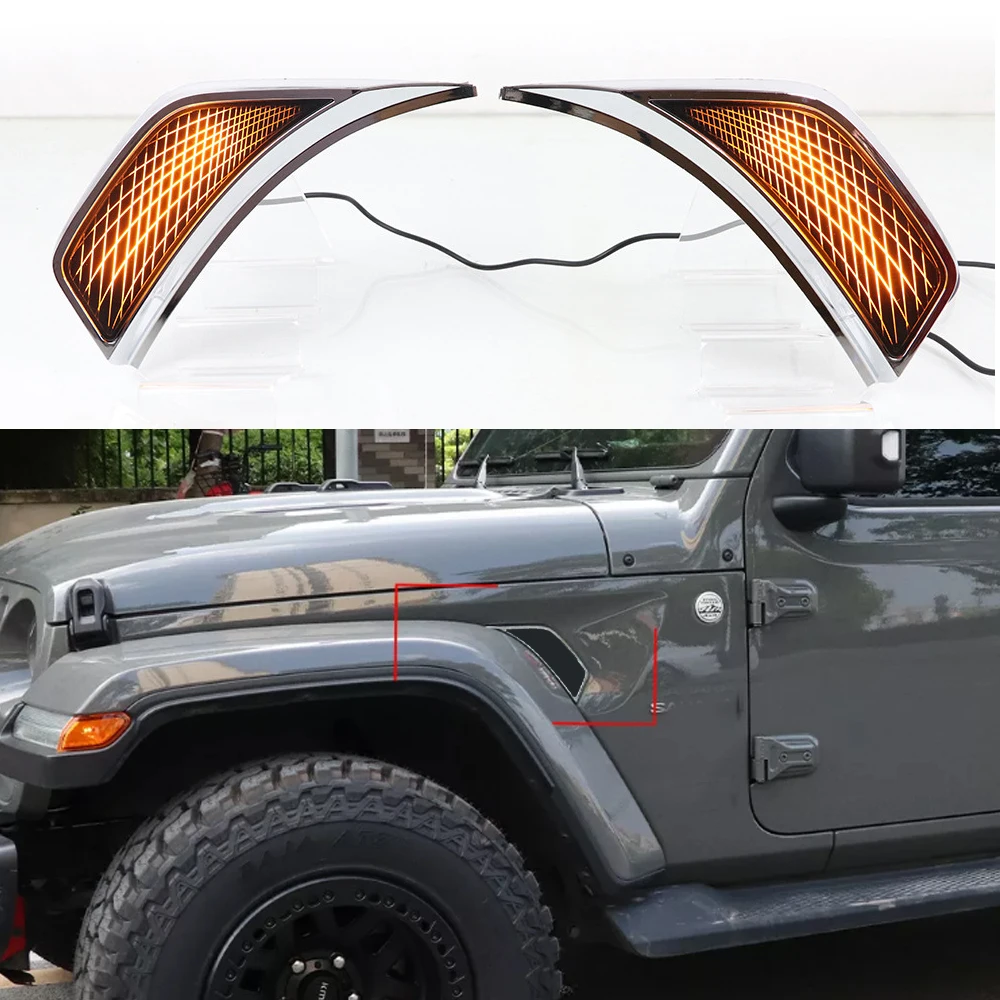 

LED DRL Car Daytime Running Light Side Fender Marker Lamp Assembly Accessories for Jeep Wrangler JL 2018 2019 2020 2021 2022