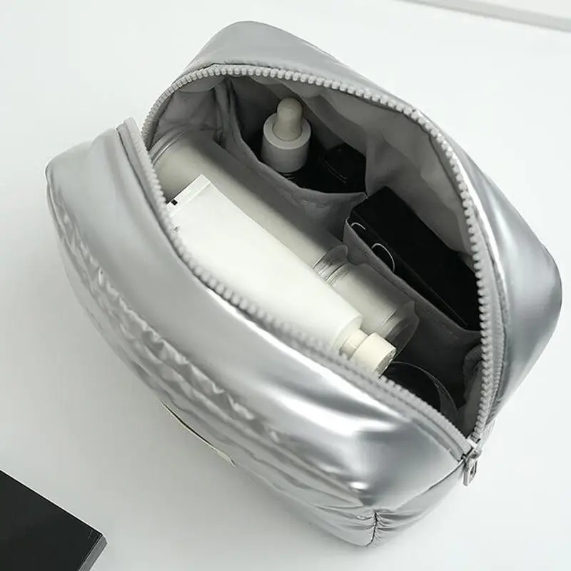 Borsa per il trucco di grande capacità alla moda Organizzatore da viaggio Borsa per cosmetici portatile Borsa per il lavaggio con cerniera quadrata di stoccaggio multifunzionale