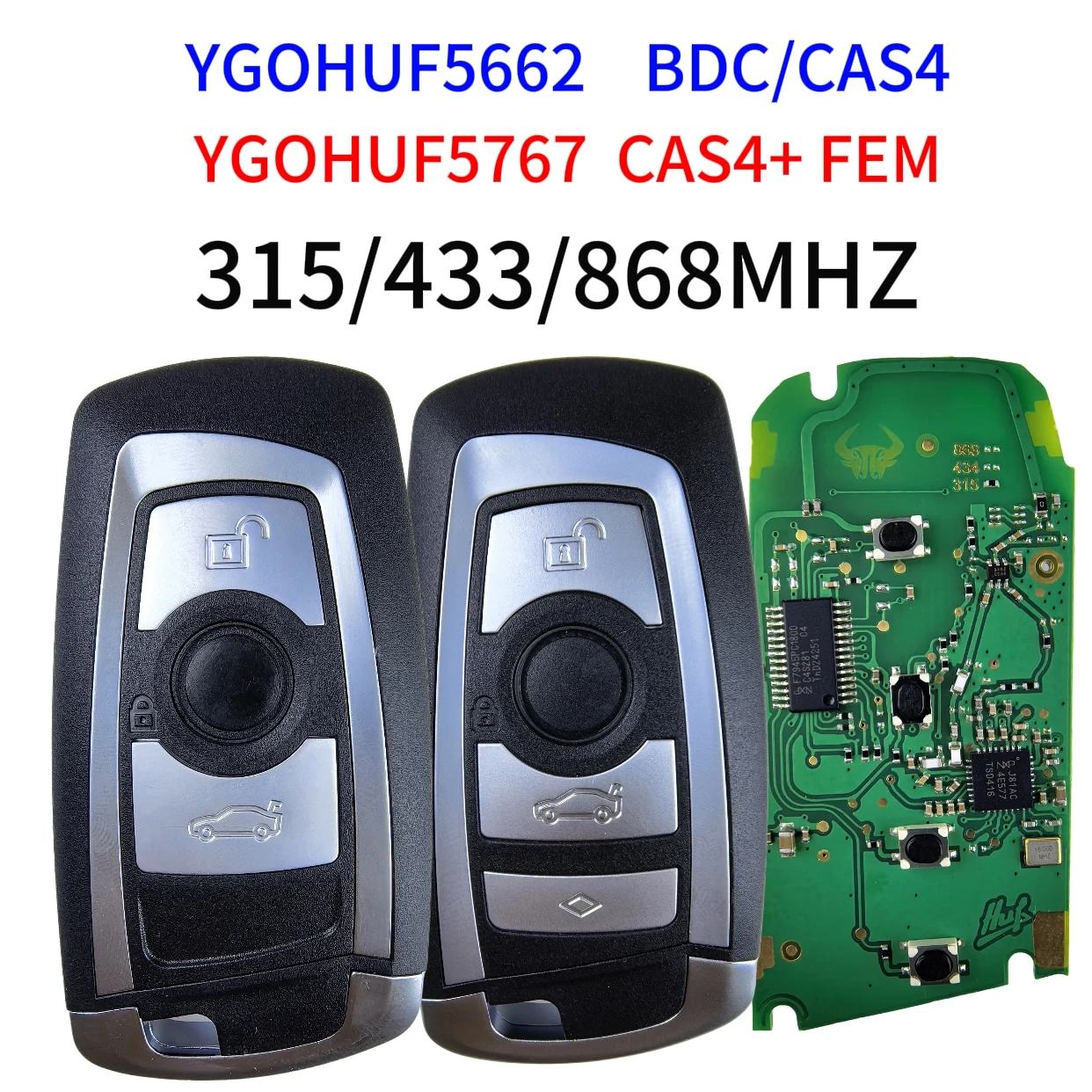 

Jingxin 3/4 Buttons Remote Key Fob For BMW 5 7 F Series FEM / BDC,CAS4,CAS4+ 2012-2017 YGOHUF5662/YGOHUF5767 315/433/868Mhz New