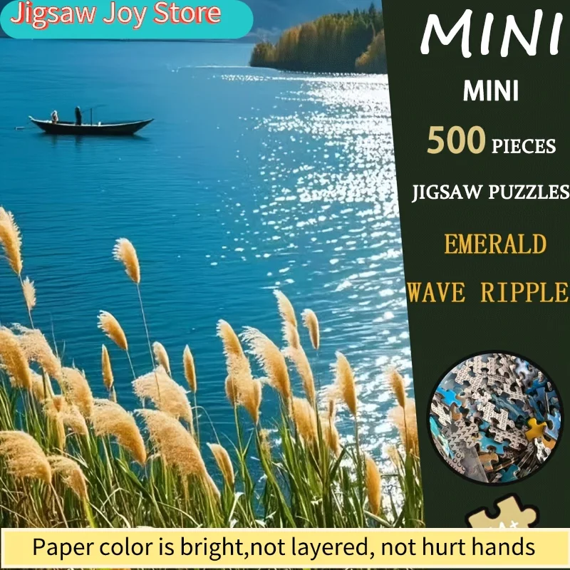 

Набор мини-пазлов «Изумрудные волны» (1 коробка, 500 деталей), премиум-класса, рождественский подарок, трендовый праздничный пейзажный арт, 15x10 дюймов, спокойный