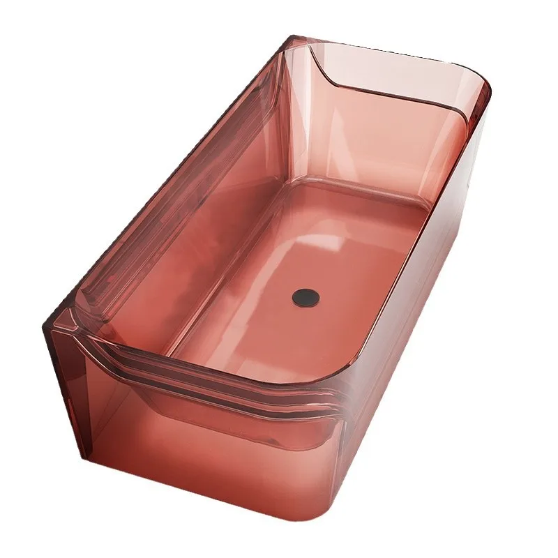 

Household small apartment transparent resin freestanding bathtub colored crystal Internet celebrity wall adult bathtub