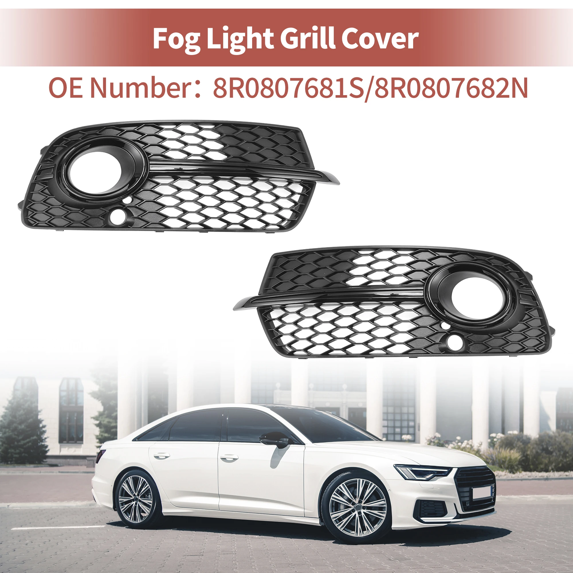 UXCELL Fog Light Grill Front Lower Bumper Fog Light Cover Inserts for Audi Q5 S-Line 2013-2017 No.8R0807681S/8R0807682N