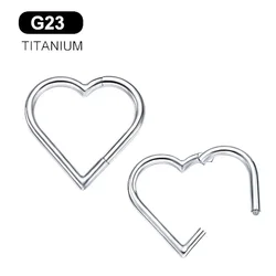 Newest G23 Titanium Heart Shaped Hinged Segment Clicker Hoop Ring Ear Nose Body Piercing