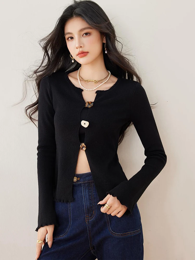 Moda damska Slim Fit Dzianinowe topy Wiosna Nowe Pulowery Eleganckie Szykowne Swetry z długim rękawem V-neck Casual Wszechstronny Top Y2k