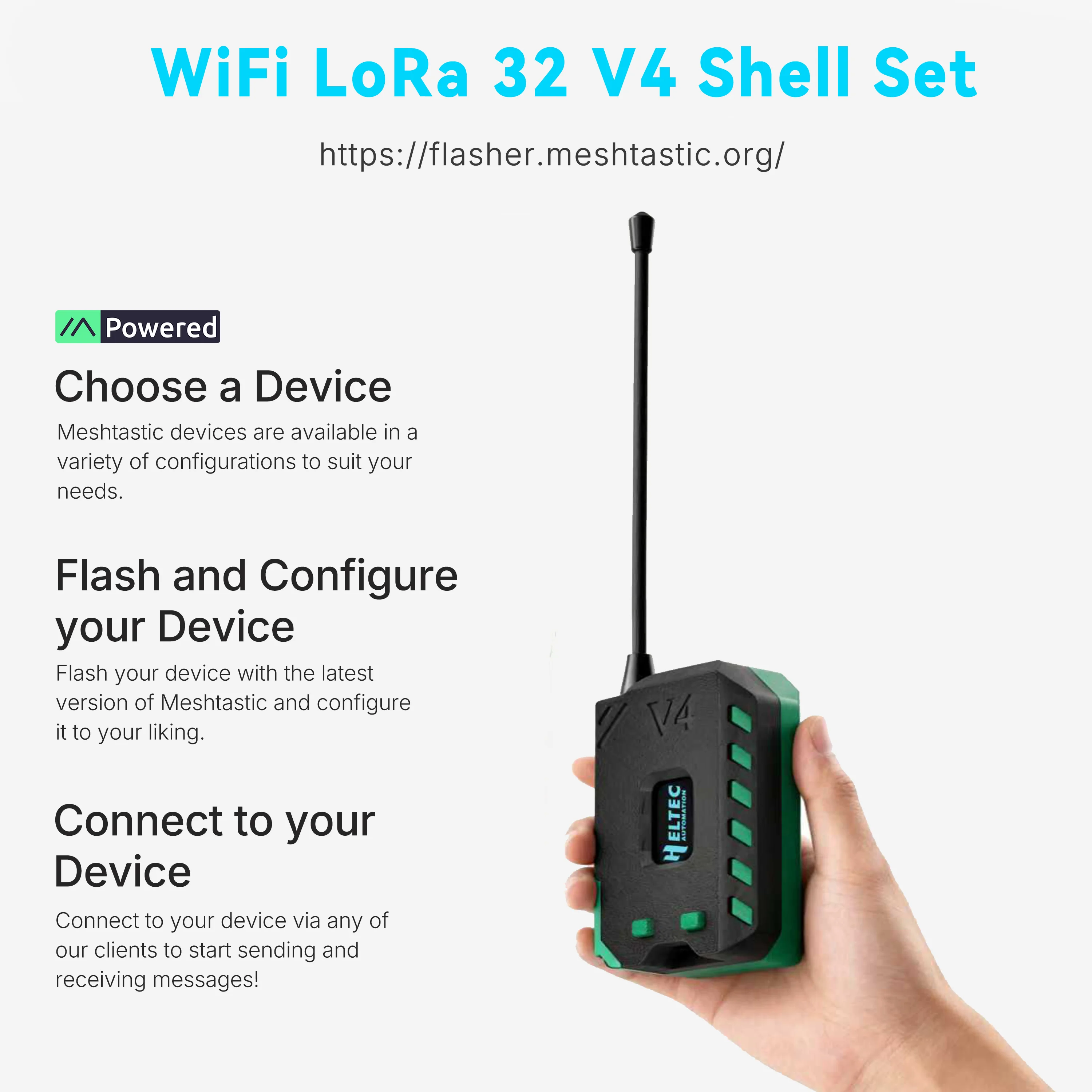 

Heltec V4 Meshtastic WiFi LoRa 32 Dev-Board Case Set with 3000mAh Battery Soft Antenna ESP32 SX1262 Solar Powered BLE Low Power