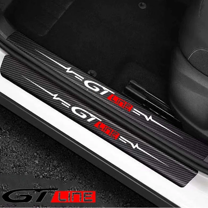 Car Interior for Peugeot GT GTI GTLine 301 307 107 207 3008 308 208 2008 206 Door Threshold Protective Film Trunk Sill Stickers view 2
