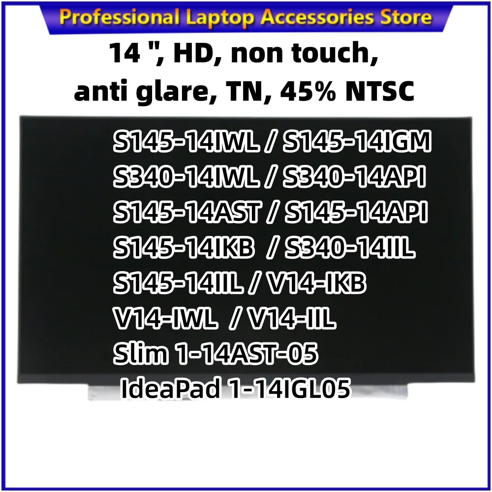 Untuk Ideapad S145-14IWL14IGM 14AST14API 14IKB 14IIL S340-14IWL14API 14IIL V14-IKB IWL IIL Slim 1-14AST-05 layar LCD 5D10M42863