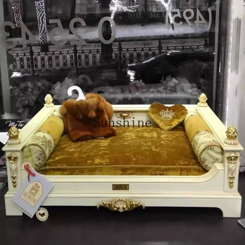 

High-grade solid wood indoor pet cat and dog sofa sleeping small bed