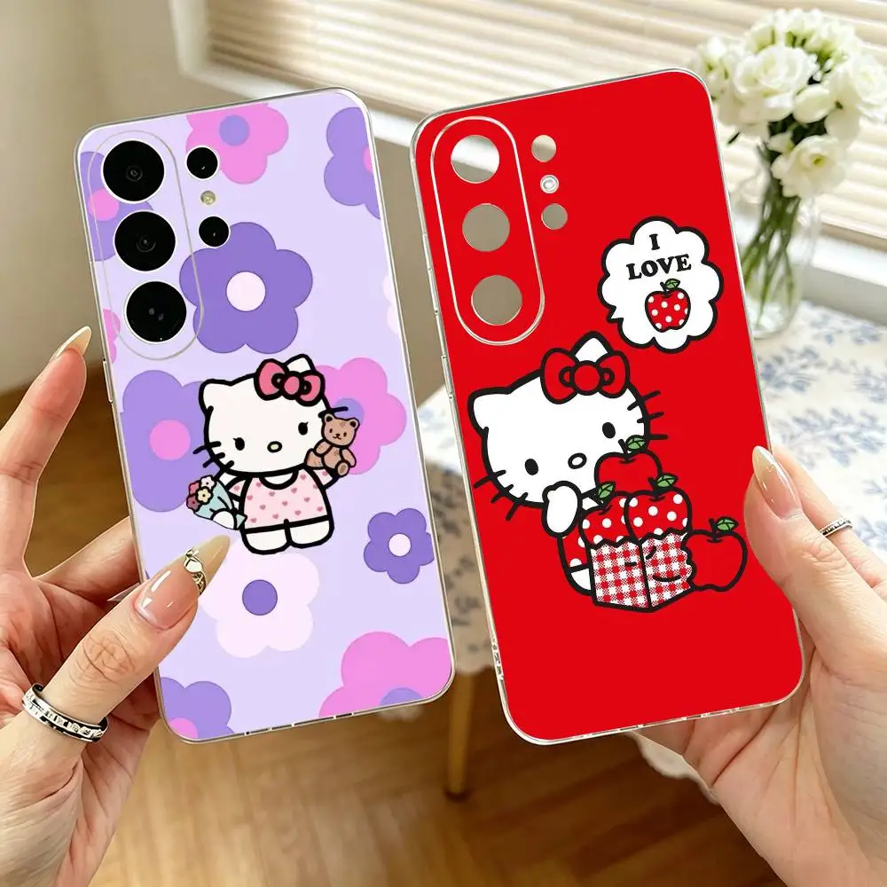 Cute Hello Kitty-Y White   Phone Case For Samsung S25,S24,S21,S22,S23,S30,Ultra,S20,Plus,Fe,Note,10,9,5G Transparent Cover