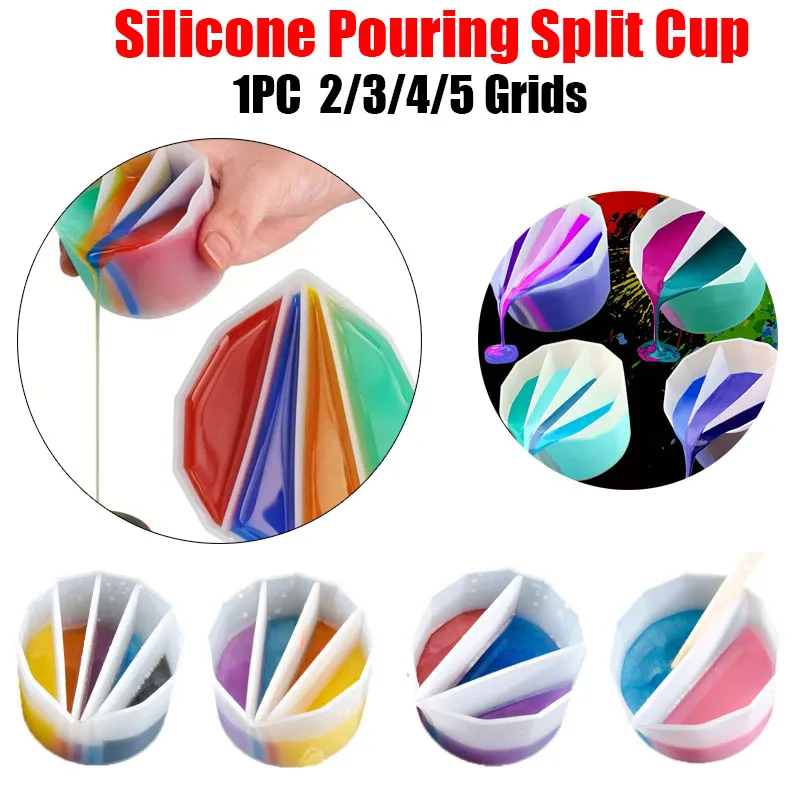 1PC Silicone Distributing Cup With 2/3/4/5 Grids For Handmade Art And Crafts Epoxy Resin And Color Mixin DIY Jewelry Making