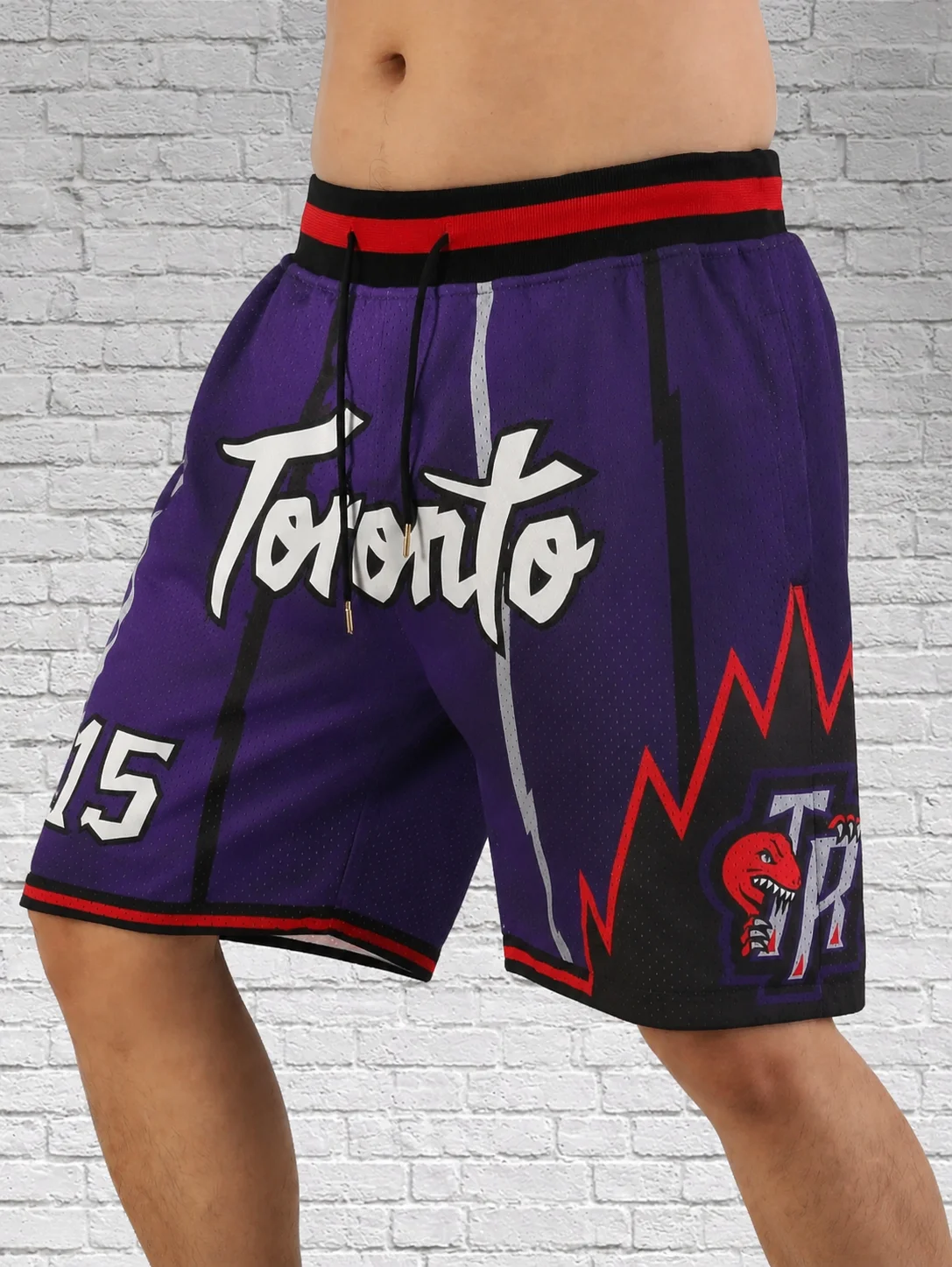 2026 Hot Sale Retro Raptors Purple Mesh Basketball Shorts with Lightning & Dinosaur Trim Streetwear Men and Kids