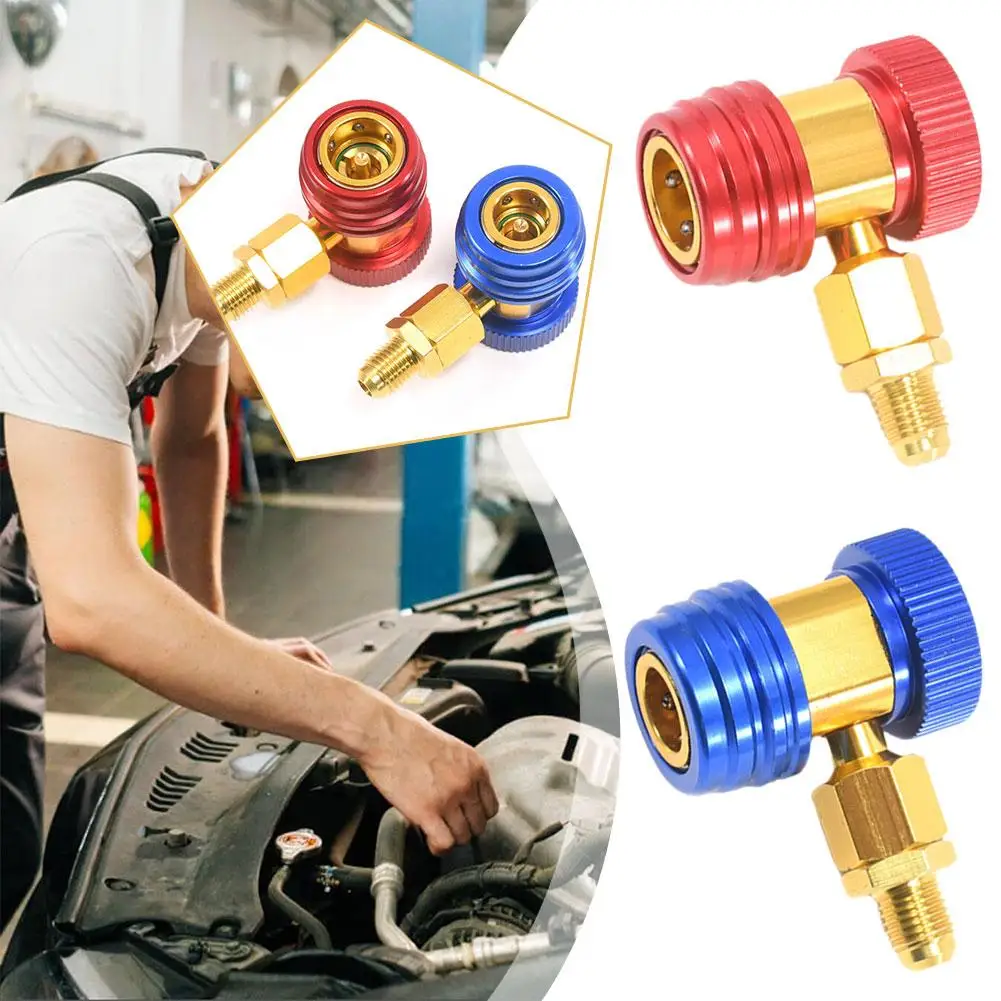 

H/l Brass Adapters Auto Car Quick Coupler Connector Air Conditioning Refrigerant Adjustable Gauge Manifold I6e1