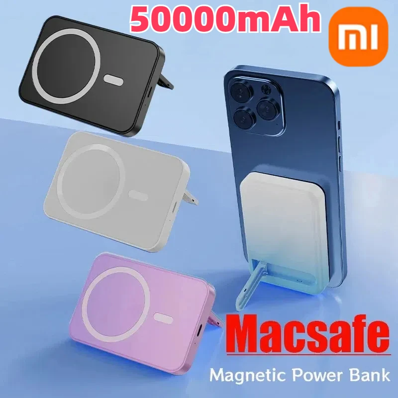 Xiaomi 50000mAh Macsafe Power Bank Wireless Magnetic 22.5W Super Fast Charging Folding Bracket Portable External Power Bank New