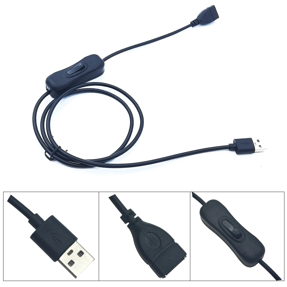 1m USB Cable Extension Cord With Switch ON/OFF Cable Extension USB 2.0 A Male to A Fem Male to A Female Extension Extender Cable