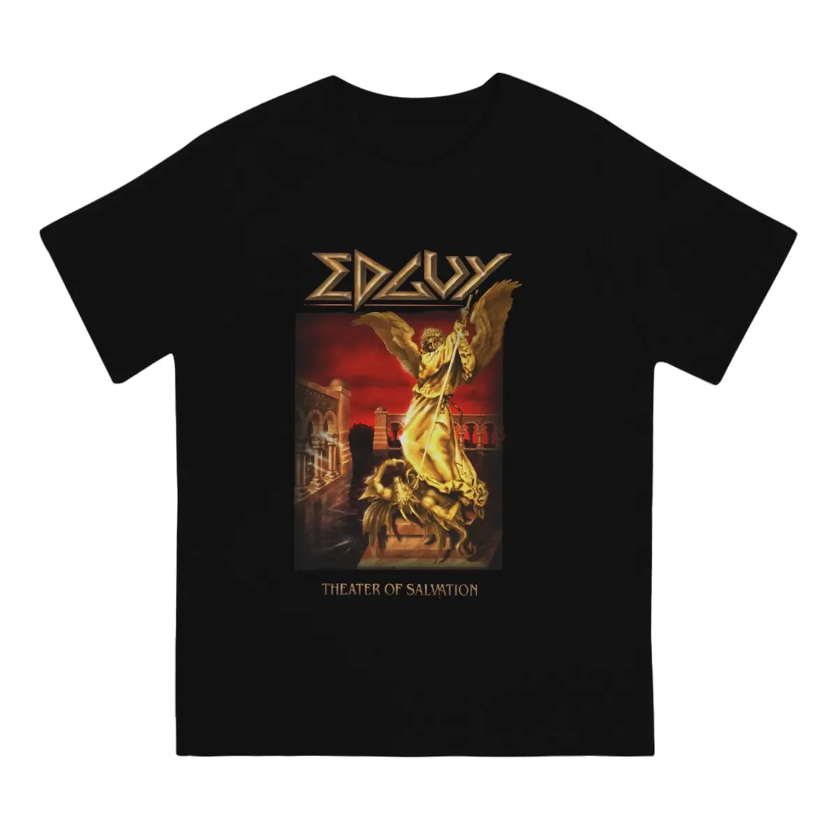 Men Edguy Theater of Salvation T Shirt British Classic Metal Band Pure Cotton Clothes Vintage Short Sleeve Crewneck T-Shirt