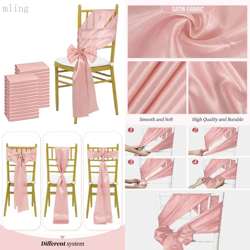 

Элегантные розовые атласные пояса для стула для свадебного банкета, дизайнерские украшения, набор из 24 лент для чехла стула с бантом, идеально подходит для ребенка