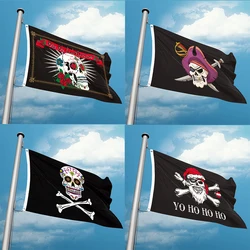 Pirate Flag 3X5ftCustom Skull And Cross Crossbones Jolly Roger Polyester Material Shaft Cover Grommets Double Stitching