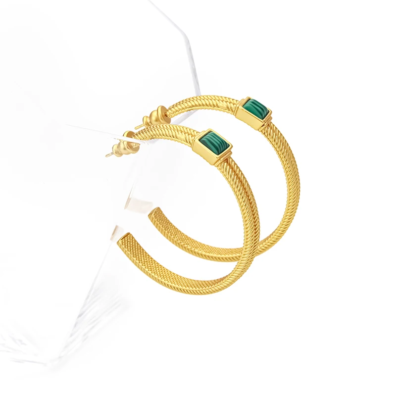 VAROLE تقليد الفيروز هوب القرط للنساء تصميم الأزياء الملمس مجوهرات أنيقة مأدبة الحلي