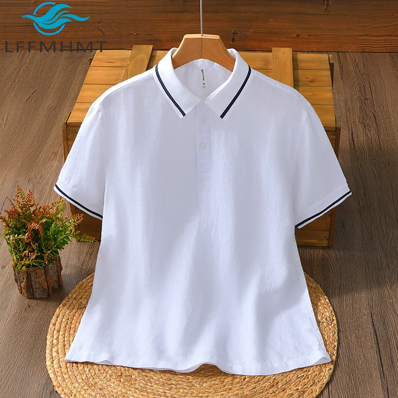 L200 Lightweight Thin Comfortable Linen Polo-shirt for Men Summer New Fashion Handsome Classical Short Sleeve Pullover Tops Tees