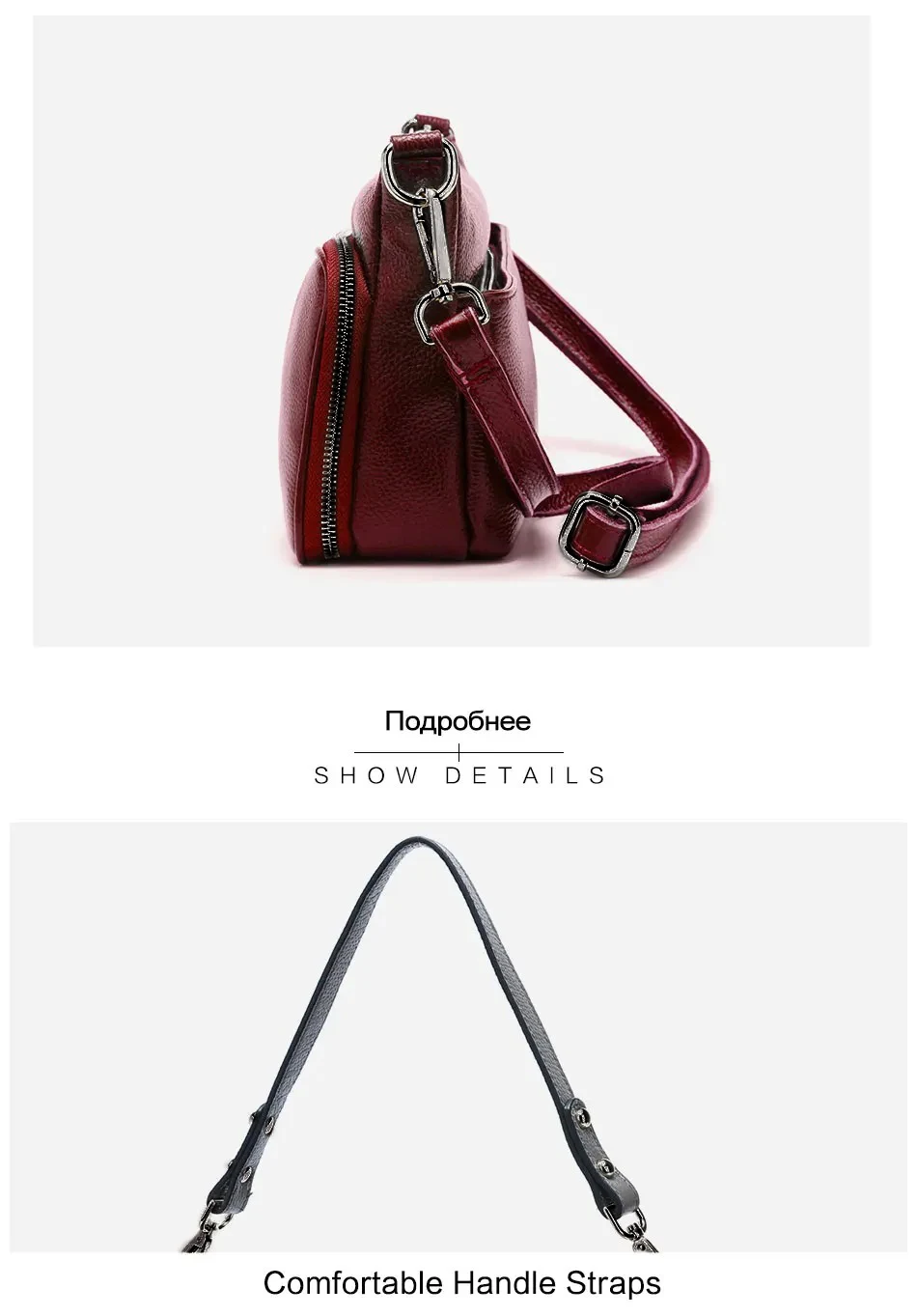 Zency Damen-Umhängetasche aus 100 % echtem Leder, hellviolett, Umhängetasche, Handtasche, modische Hobo-Tasche, Messenger-Taschen, Sac Bolsa – Detail 20