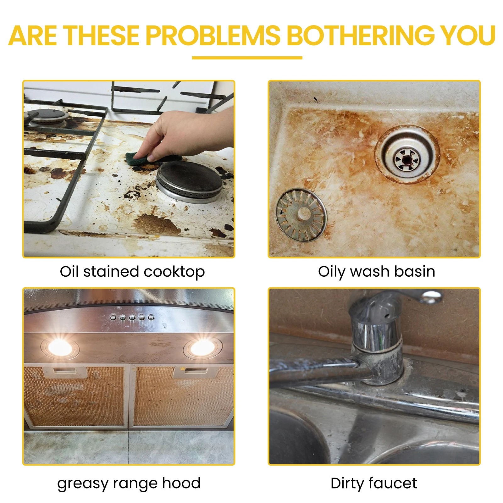 JAKEHOE Kitchen Grease Cleaner Spray Powerful Remove Stubborn Stains/Oil Residues/Refrigerator Odors Multipurpose Cleaning Agent