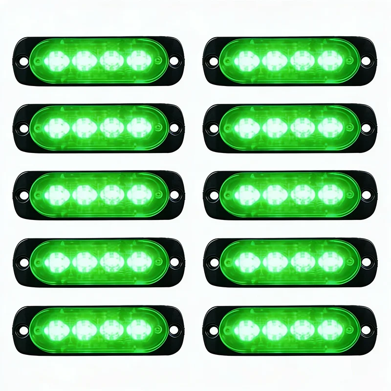 

10 шт. автомобильных сигнальных фонарей 4LED, стробоскопы для решетки радиатора, мигающие сигнальные лампы, боковые маячки для грузовиков и прицепов, световая панель 12В 24В для автомобилей