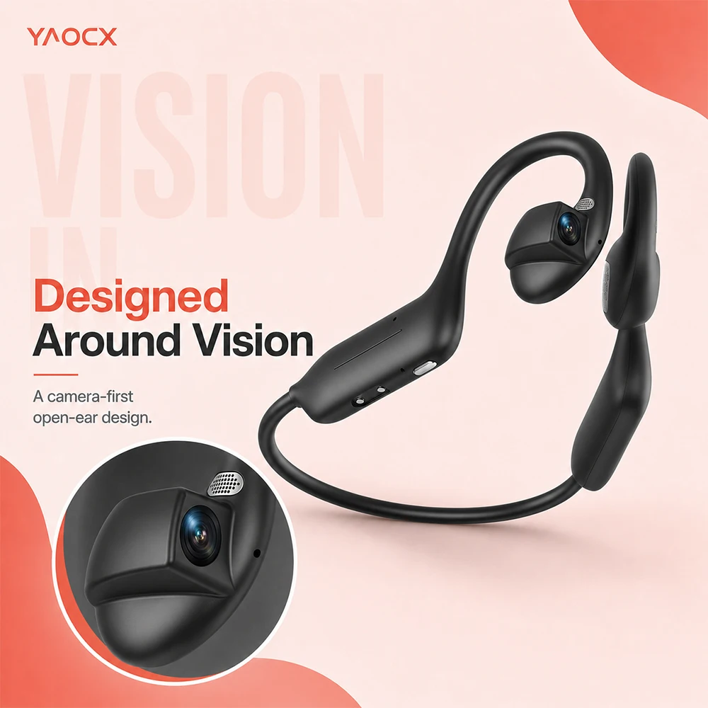 New 8MP Camera  AI Translation Earphones Open Ear Bluetooth Headset Dialogue Translation Recording for Business Travel Meeting view 6