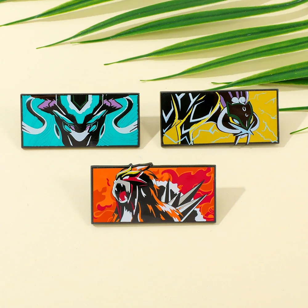 1 Pc Pokémon Legendary Beasts Brooch Entei Suicune Cartoon Enamel Pin Metal Badge Jewelry Clothing Backpack Accessories Gift