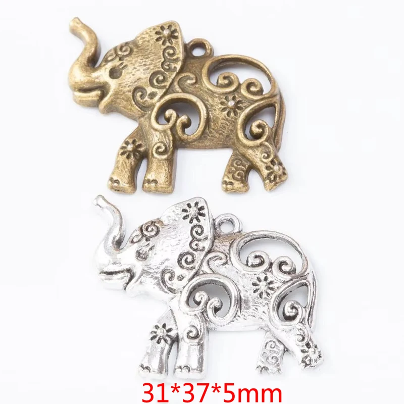 20pcs 31*37MM ZAKKA Grocery Creative Vintage Pattern Element African Elephant Handmade DIY, Bronze Popular Necklace Jewelry Pend