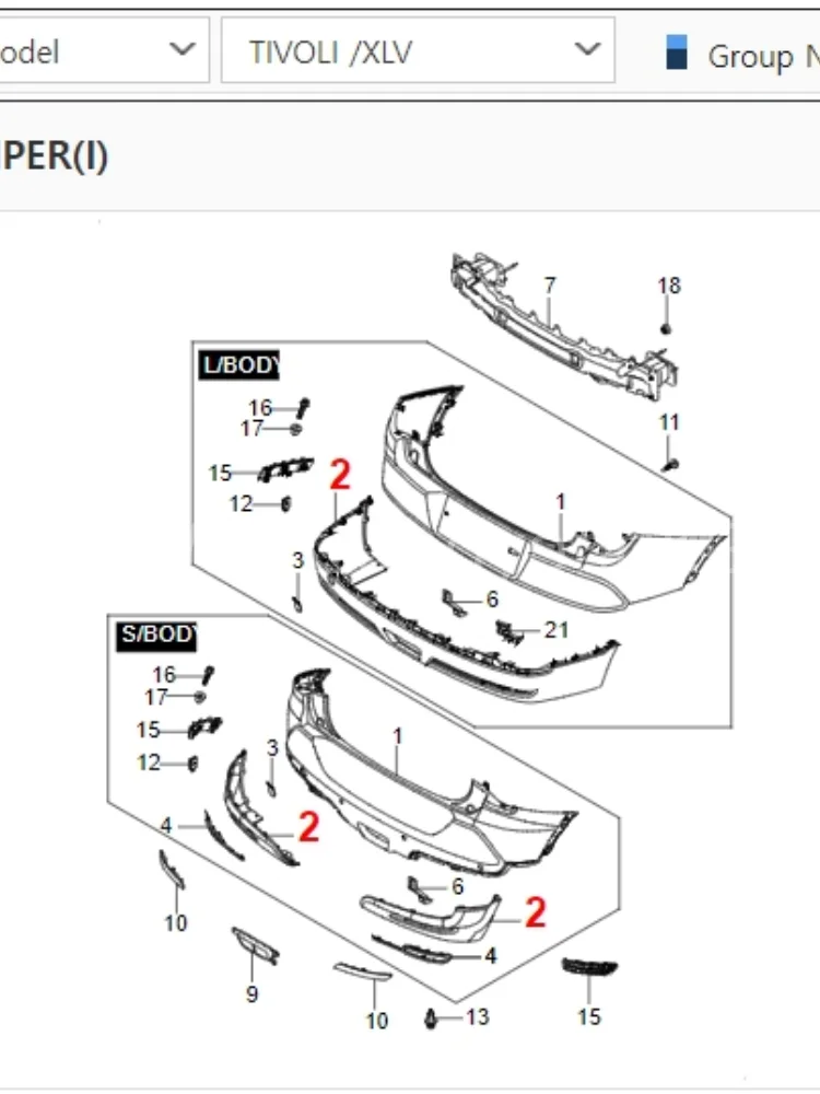 المصد الخلفي الأصلي اللفافة السفلية اليسرى 7881235001 يمين 7881335001 لسيارة سانج يونج تيفولي/XLV #6