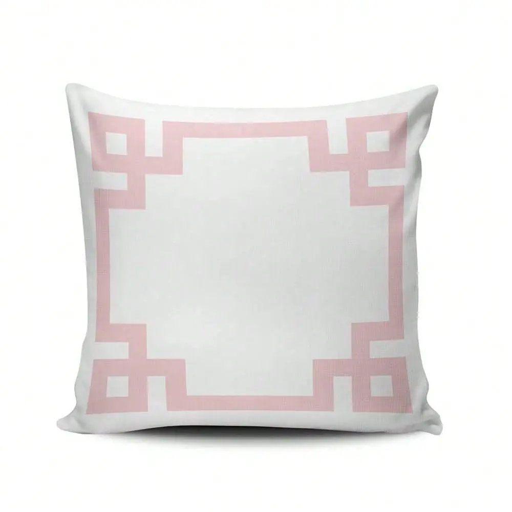 

Decorative Pillowcases Greek Key Border White And Light Pink Throw Pillow Covers Cases European Square Size 26x26 Inches Print