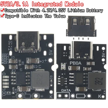 Type-C USB 5V 2A Boost Converter Step-Up Power Module Lithiumbatterij Oplaadbeschermingskaart LED-display USB voor doe-het-zelf-oplader