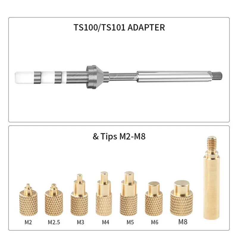 Heat Set Insert Tool M2-M8 Hot Melt Brass Knurled Nut Embedded Insertion Tip Press Adapter936 TS100 TS101 Soldering Iron