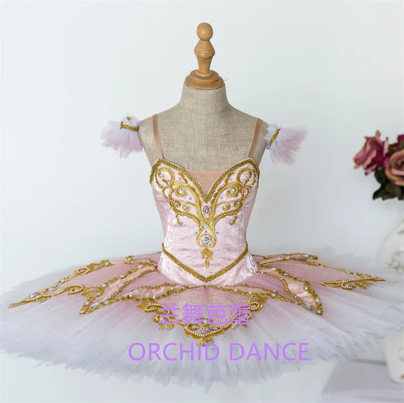 

Handman High Quality Professional Custom Size Classical Adult Girls Golden White Bird Ballet Tutu Costumes