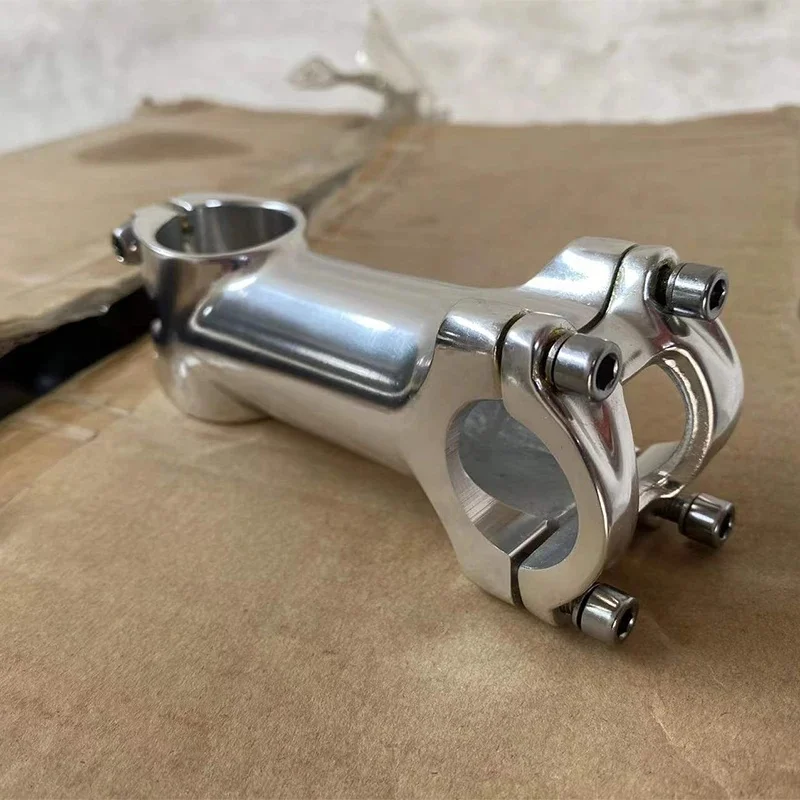 ZOOM Aluminum Alloy Retro Stem 3D Forged Polished Silver 25.4mm Handlebar Clamp Diameter Long 100MM Mountain Bike Stem Bike Part