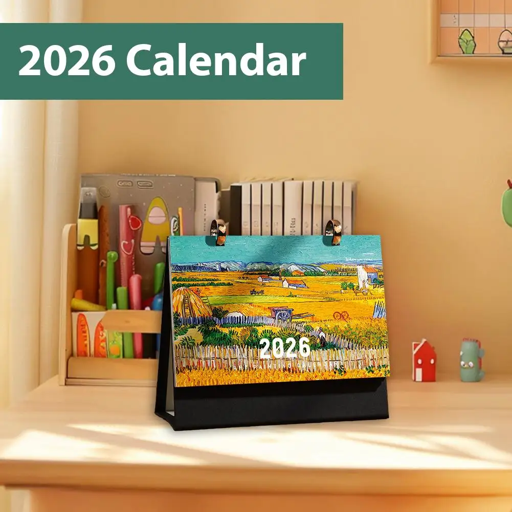 1Pc 2026 Bureaukalender Vintage Schilderij Kalender Met Memo Notities Maandelijkse Kalender Voor Home Office School Planning Organiseren