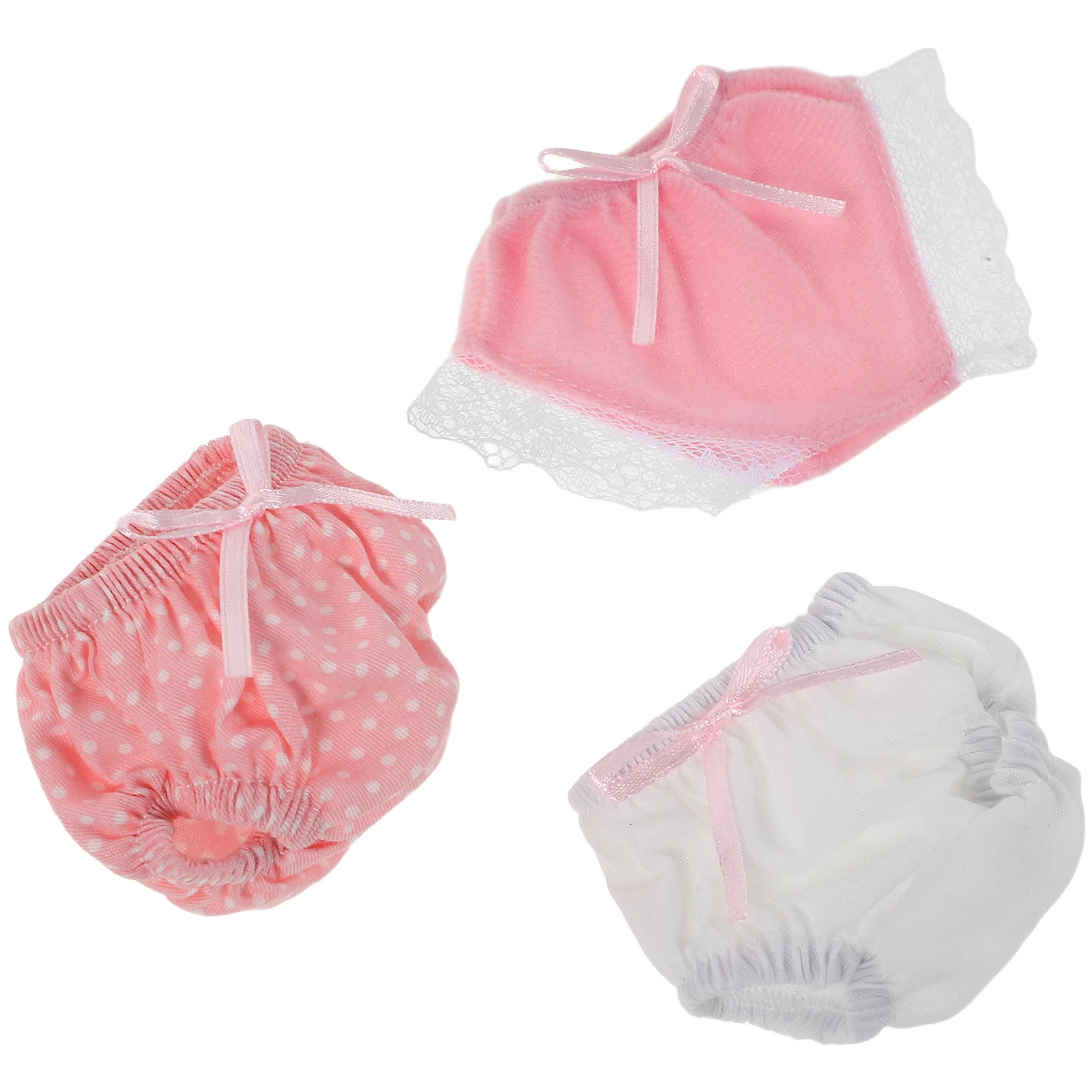 

3pcs Baby Underwear Cotton Diapers Reusable Newborn Toys Clothing Elastic Briefs Miniature Accessories for Plushies