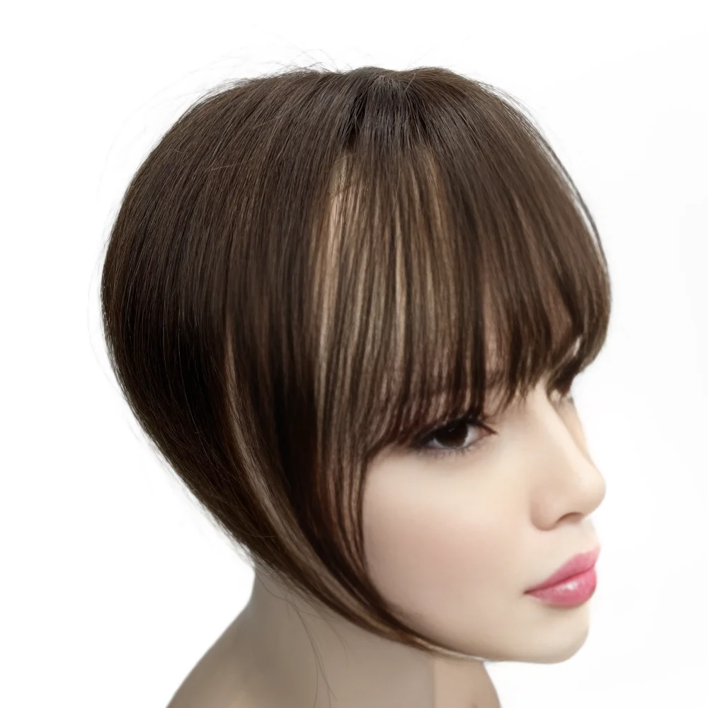 أغطية شعر للنساء شعر بشري حقيقي 360 درجة °   غطاء ثلاثي الأبعاد للشعر البشري مع وصلات شعر الانفجارات