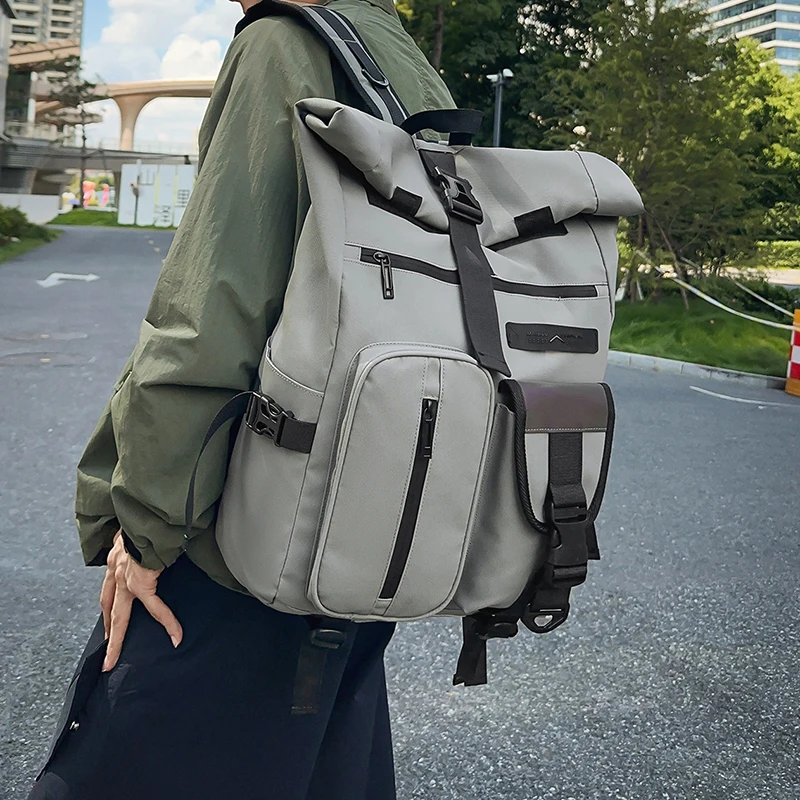 حقيبة ظهر للرجال حقيبة كتف للسفر للمشي لمسافات طويلة في الهواء الطلق حقيبة تخزين متعددة الأغراض حقيبة كمبيوتر كبيرة للكلية حقيبة ظهر ملفوفة #1