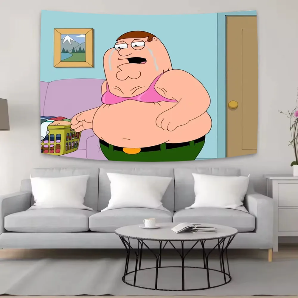 Peter Griffin Printed Tapestry Funny Humor Wall Hanging Aesthetic Background Cloth For Dorm Room Decor