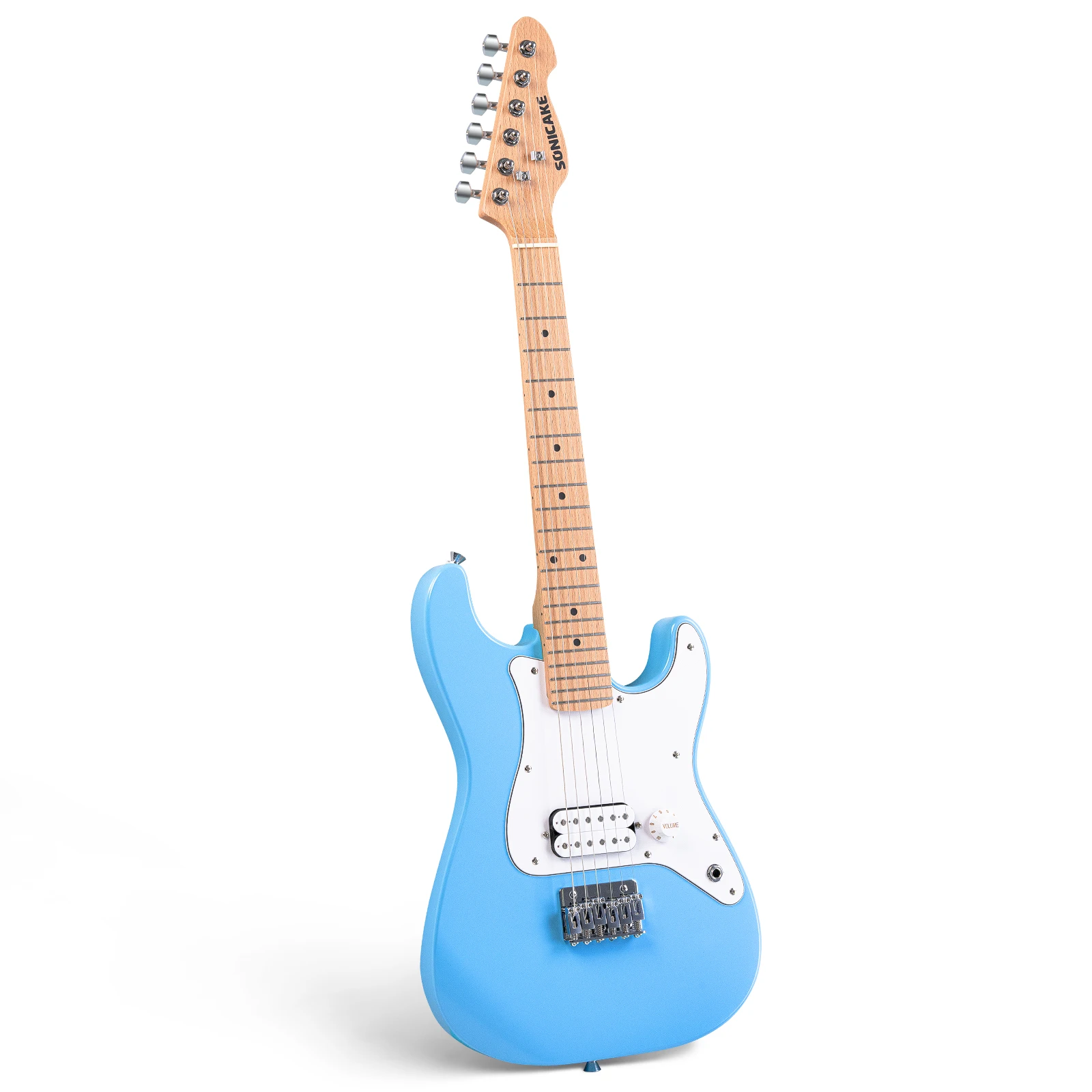 SONICAKE Guitarra eléctrica para niños de 30 pulgadas, cuerpo de madera maciza de tamaño junior con pastilla Humbucker, mástil y diapasón de madera premium de una pieza