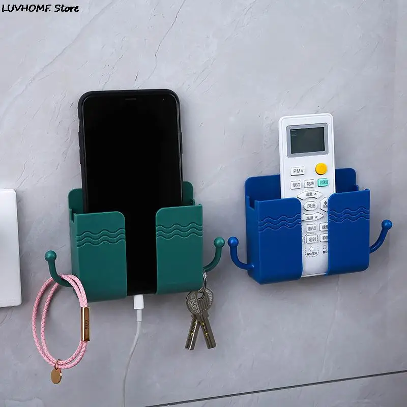 Wall Mounted Storage Box Remote Control Case Phone Plug Charging Holder Rack